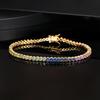 A New Round Copper Inlaid 3mm Color Gradual Change Zircon Tennis Bracelet, Popular