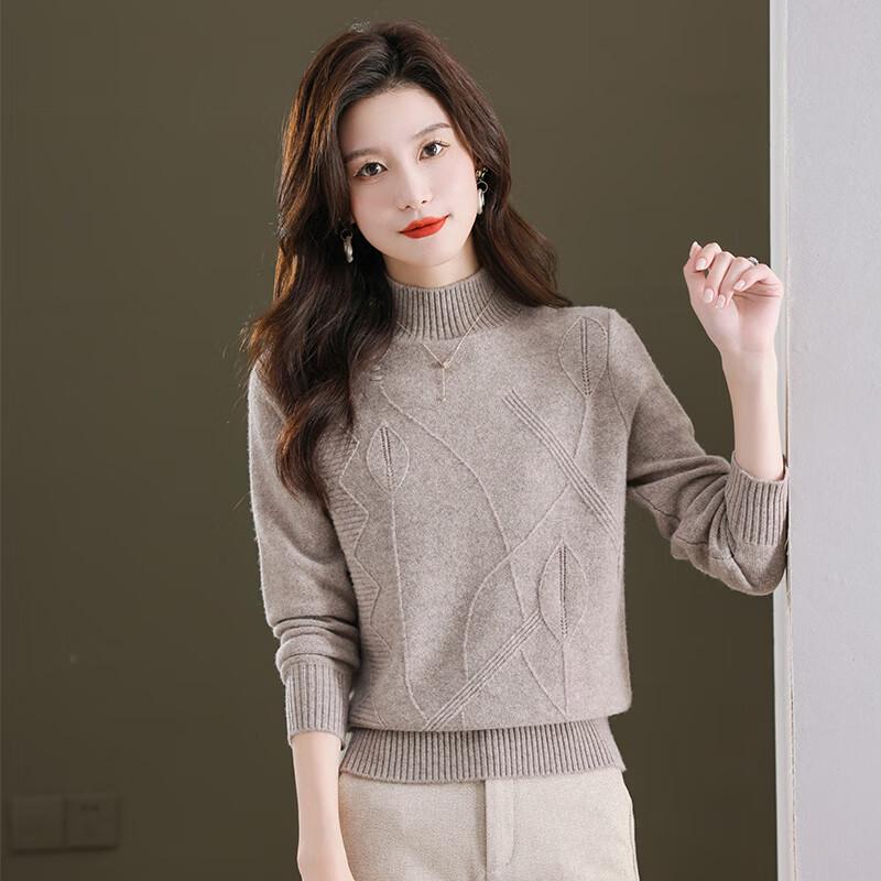 Women's 100% Pure Wool Half-High Collar Sweater