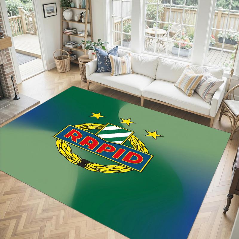 Rapid Wien FC Design Kristall Samt Teppich Gemütlich Non?Rutschfester Teppich mit Aufdruck für Schlafzimmer Wohnzimmer Eingang