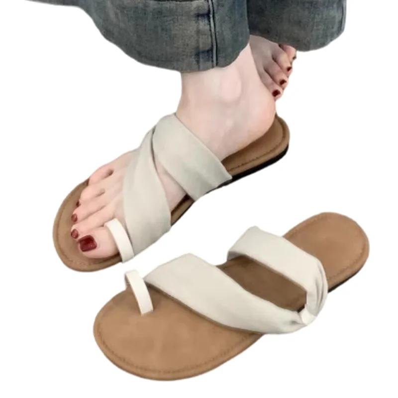 Fashion Women Flats Clip Toe Slippers Fashion Summer Shoes 2025 New Sandals Trend Causal Cozy Beach Flip Flops Walking Slides Zapatos