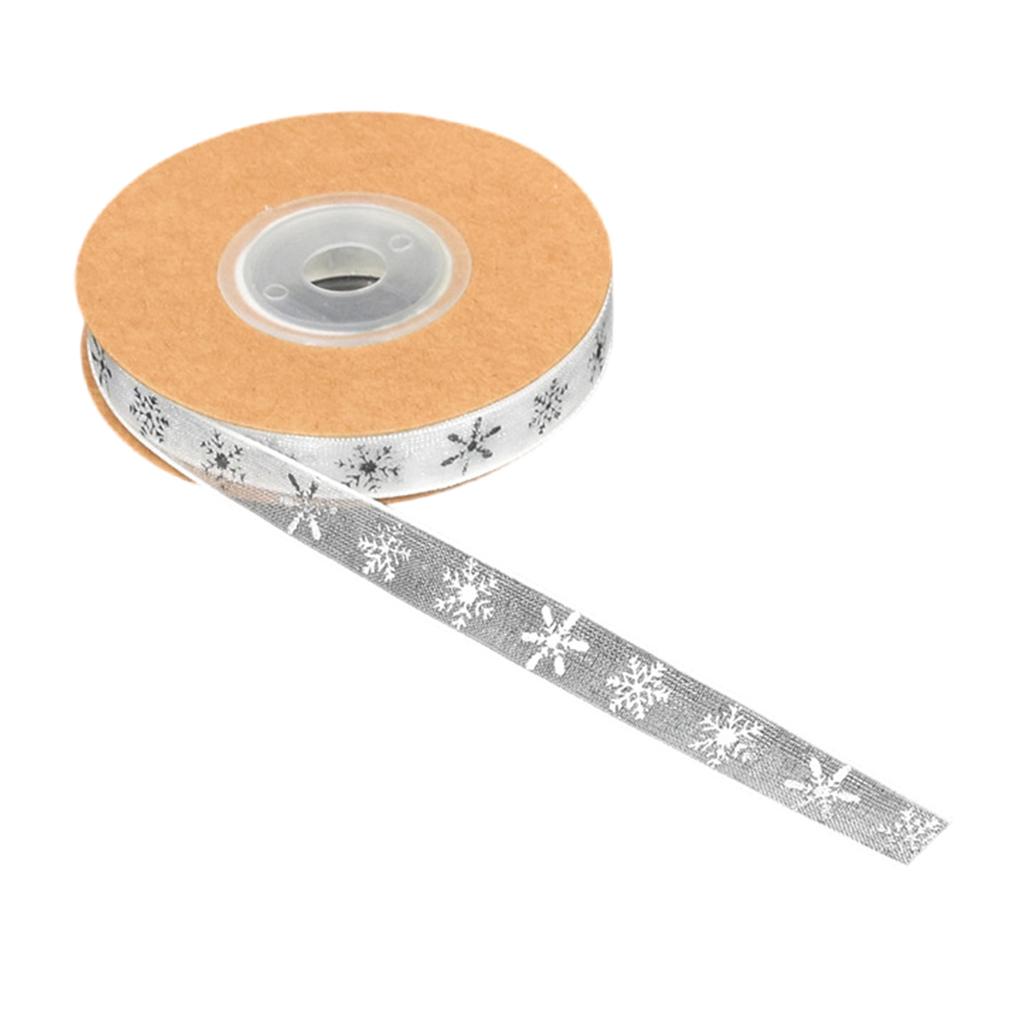 Christmas Polyester Ribbon Festive Decoration Snowflake Ribbon Seasonal Ribbon for Gift Wrapping and Tree Decoration