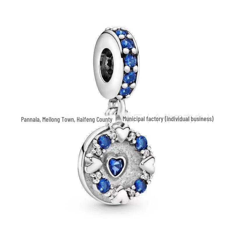 Panjia Blue Series White Copper S925 Silver-Plated Beaded Bracelet with Pendant DIY Accessories