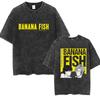 Summer Hot Sale Anmie Banana Fish Washed Vintage Graphic Tshirt Men Women Vintage Top Y2k Hip Hop Streetwear Oversized Tshirt
