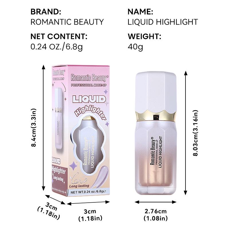 Cross-Border E-commerce Liquid Highlighter: Long-Lasting, Fine Glitter Contour to Brighten and Sculpt Skin Tone.
