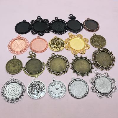 5pcs 25mm Inner Size Pendant Cabochons Blank Base Setting Bezel Tray Alloy DIY Jewelry Making Accessories for Necklace Keychains