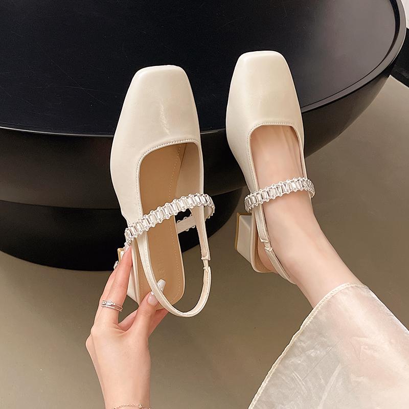 2025 New Fashion Square Toe Premium Real  Sandals Summer Women Sandals 2025 Temperament Elegant Banquet Sandals Trendy