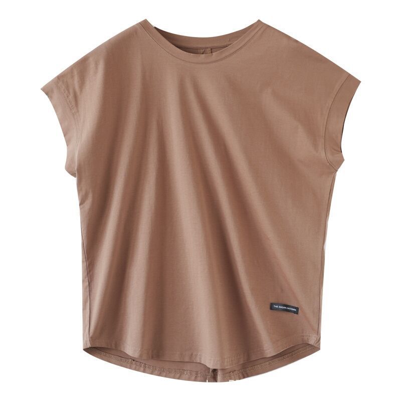 Casual labeling retro short-sleeved t-shirt women's loose and thin temperament hollow bottoming shirt spring and summer top women