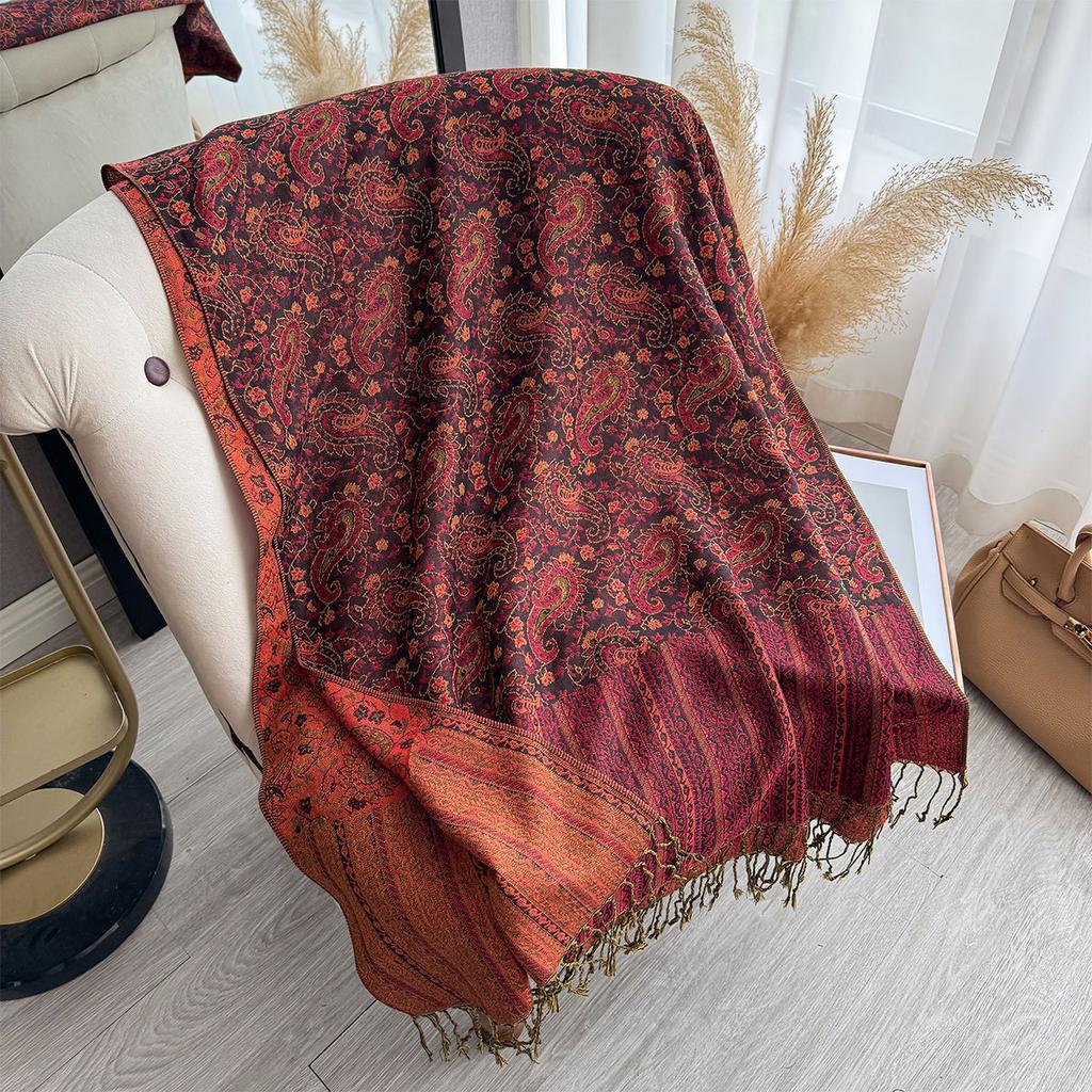 Damen Ethno-Stil Kaschu-Schal Imitation Kaschmir Schal Doppelzweck Reise Draußen Dekorschal