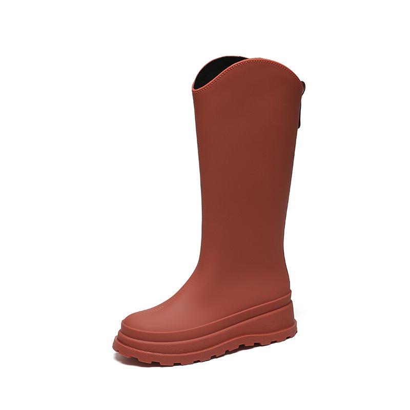 Women's Fashionable Waterproof High-Top Rain Boots: Non-Slip, Plush, Warm, Versatile Outdoor Work Shoes (Korean Style)