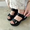 Oriental Traffic Sports Sandals with Platform Comfortable to Walk and Double Available in Plus and Small Sizes 42207 Black Women's Soles, in,