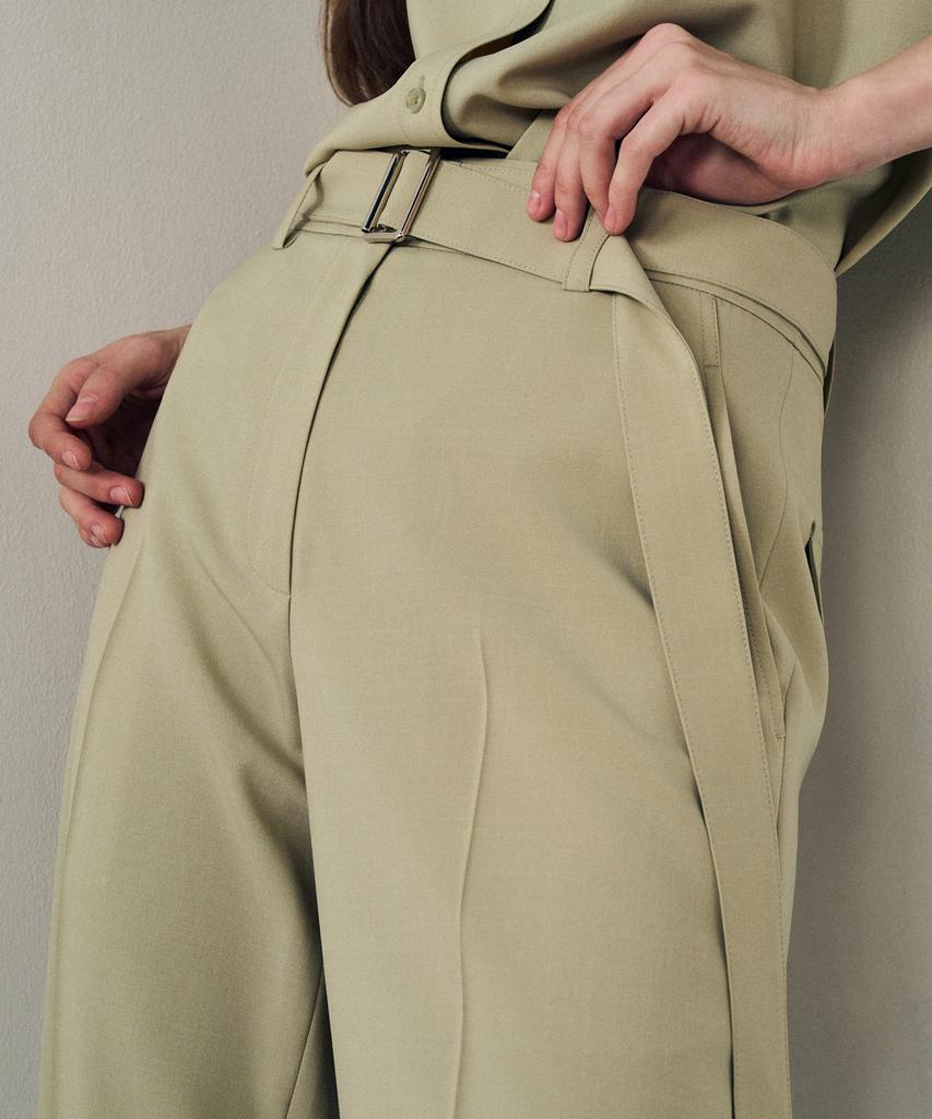 Laneonkyulleoseu Airy Belted Half Slacks_Light Khaki