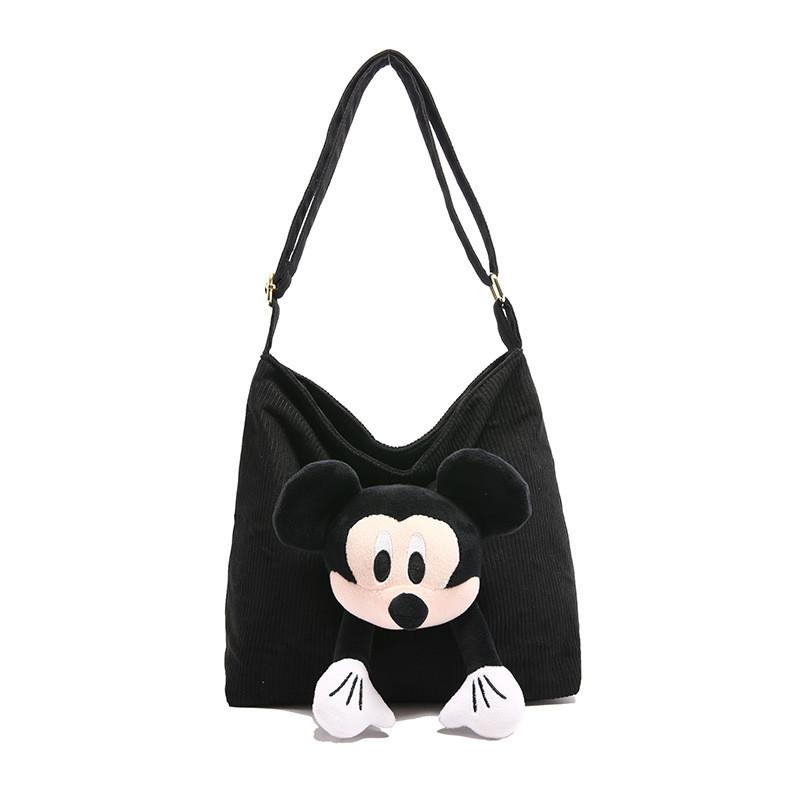 Mickey Mouse Canvas Shoulder Bag With Zipper Closure For Daily Casual Wear