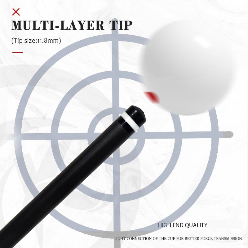 OKHEALING Carbon Fiber Pool Cue Black Technology Billiard Cue Sticks 12.4mm Tip Uni-loc Joint 147cm/58inch Length 19~20oz Weight