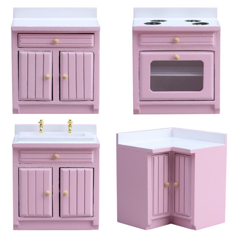 1:12 Mini Dollhouse Kitchen Cabinet & Sink Set - Miniature Food Toy Model