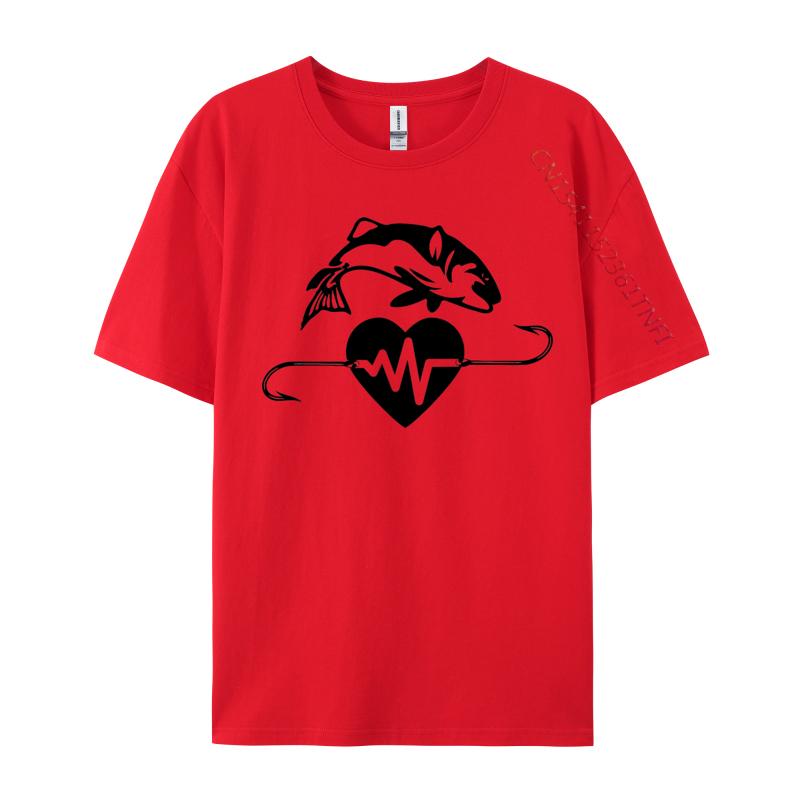 Tops Shirt Fishing Heartbeat TShirt Cotton O Neck Unisex Tshirts Comics TeeShirts PerforUnisexce Fishing TShirt S