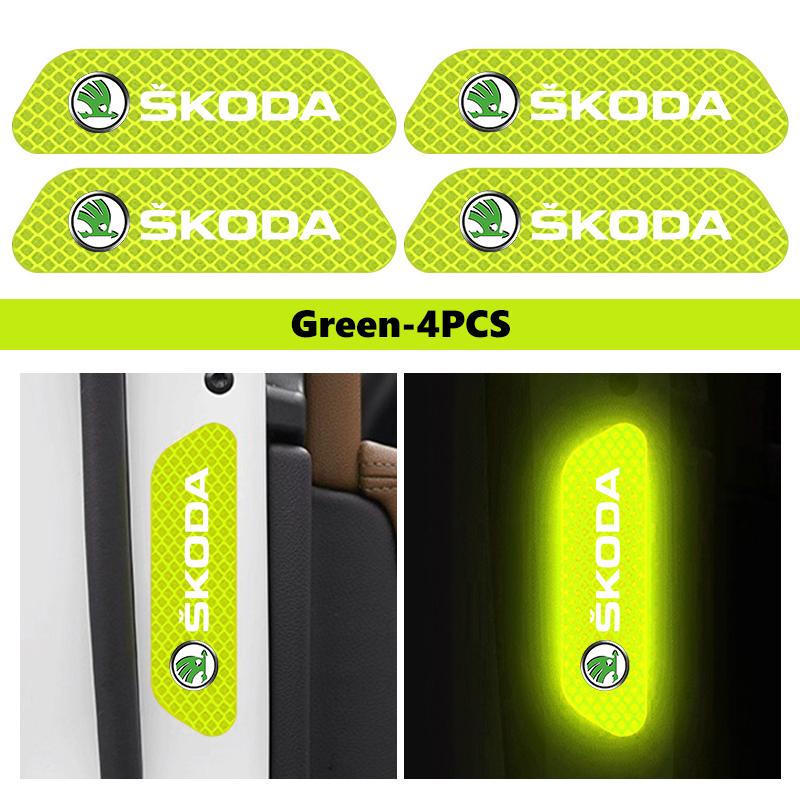 HGWE4 Car Wheel Eyebrow Stickers Reflective Protective Stickers Night Anti-collision Strip For Skoda S Kodiaq Octavia 2 3 Yeti Karoq