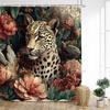 Tropical Jungle Leopard Shower Curtains Wild Animals Floral Green Plants Modern Fabric Home Bathroom Curtain Decor With Hooks