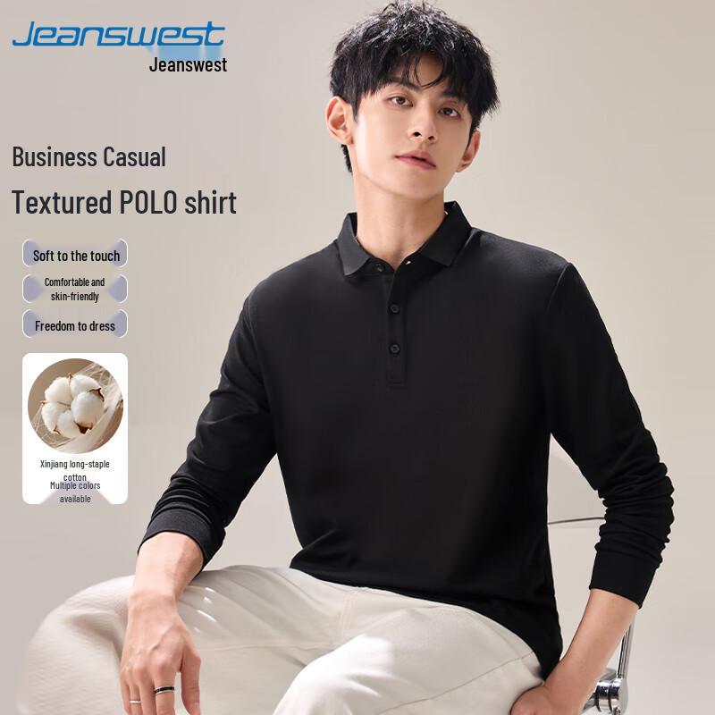 Jeanswest Men's Long-Sleeve Casual Polo Shirt