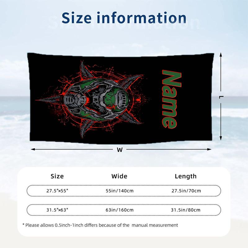 DOOM Custom Name Printed Beach Towel Personalized Soft Towel For Swimming Beach Travel