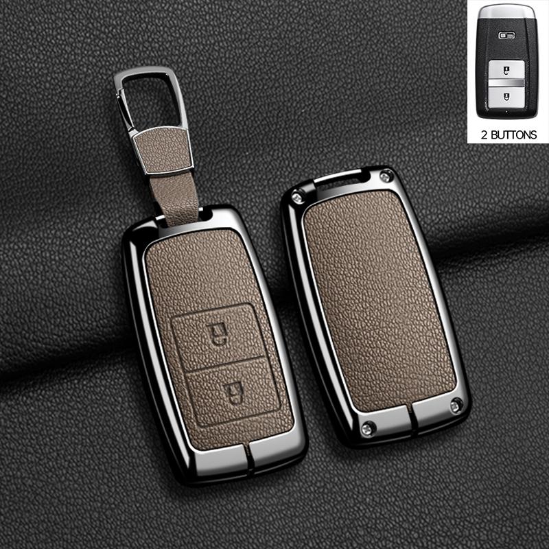 Leather+Metal Car Key Case Cover for Honda Acura RLX MDX CDX TLX-L NSX RDX Shell Fob Holder Auto Shell Fob Protector Accessories