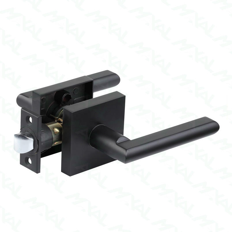 High Quality Waterproof Zinc Alloy Matt Black Handle Key Operated Interior Door Lever Lock for Privacy Bathroom