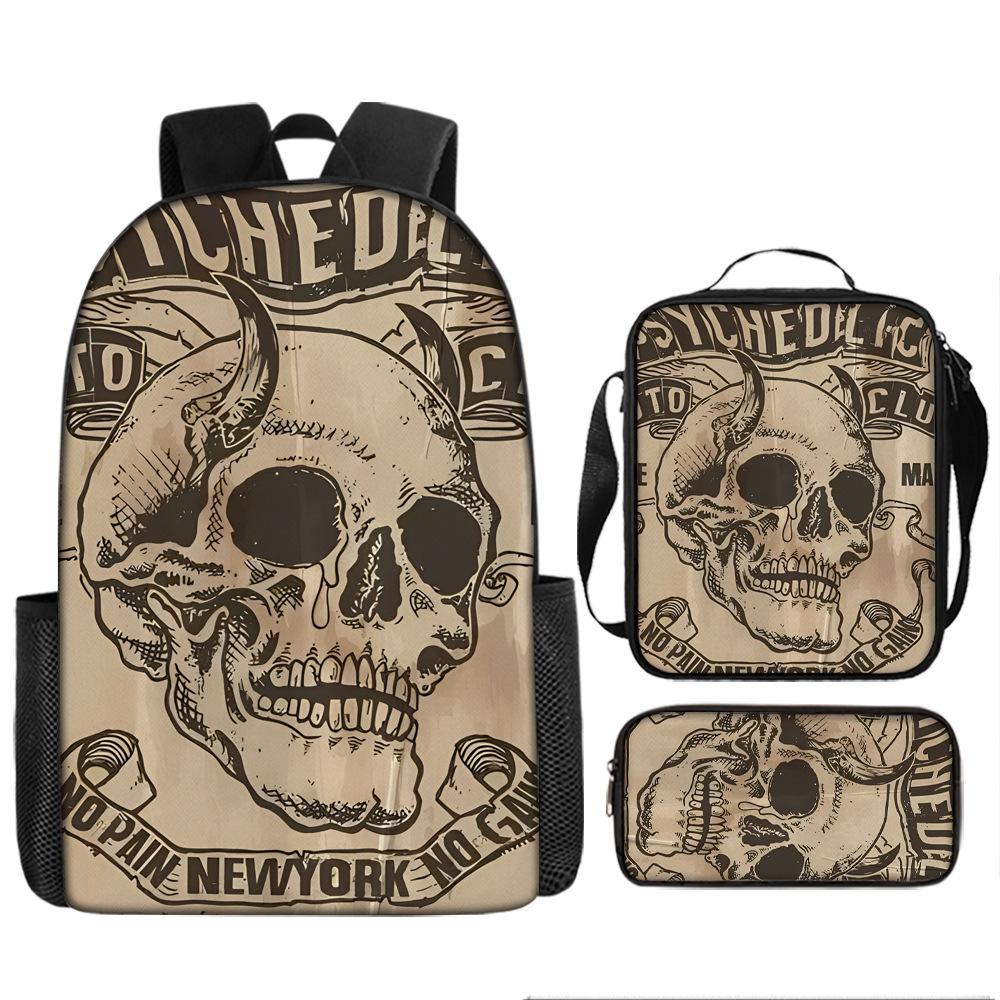 Skull Schoolbag for Primary School Students, Kindergarten New Schoolbag for Boys and Girls, Grades 2345 and 6