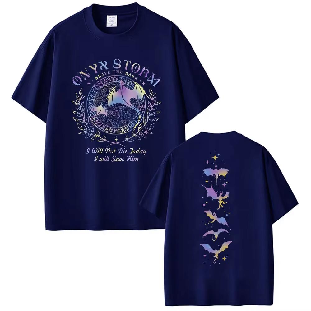 Onyx Strom Fourth Wing Aesthetic Print T Shirts Basgiath War College Dragon Rider Graphic Tshirts Mens Women pure Cotton