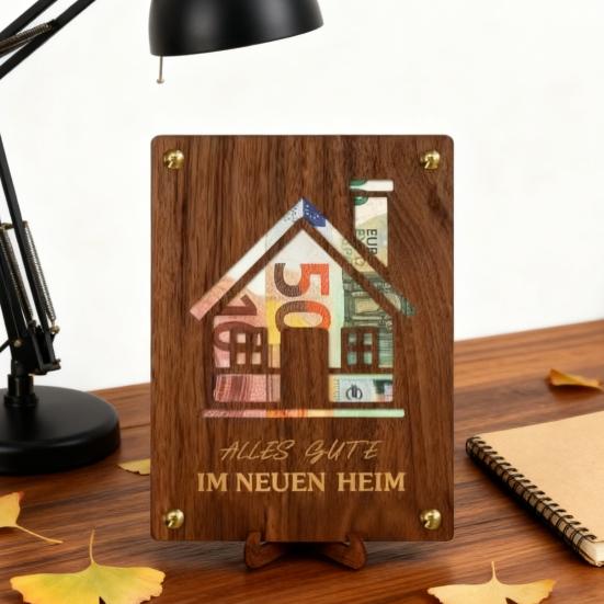 Wooden Money Holder Money Envelope with Hollow-out Pattern Cash Holder Wedding Cash Gift Holder for Christmas Birthday Graduation Festival