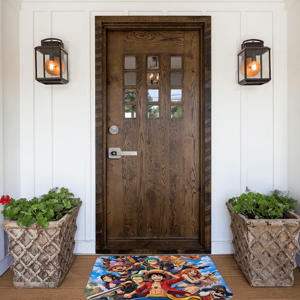 Anime One Piece Door Floor Kitchen Bathroom Mat Anti-Slip Indoor Straw Hat Pirates Luffy Doormat Garden Entrance Carpet Rug