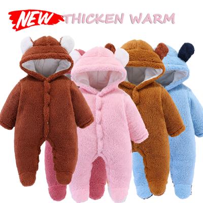 Newborn Baby Girls Boy Romper Cute Bear Warm Thick Snowsuit Hooded Coat Jumpsuit