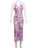 Ladies' Summer Camisole Dress Women Irregular Tassel Print Dress Casual Fashionable Long Skirt
