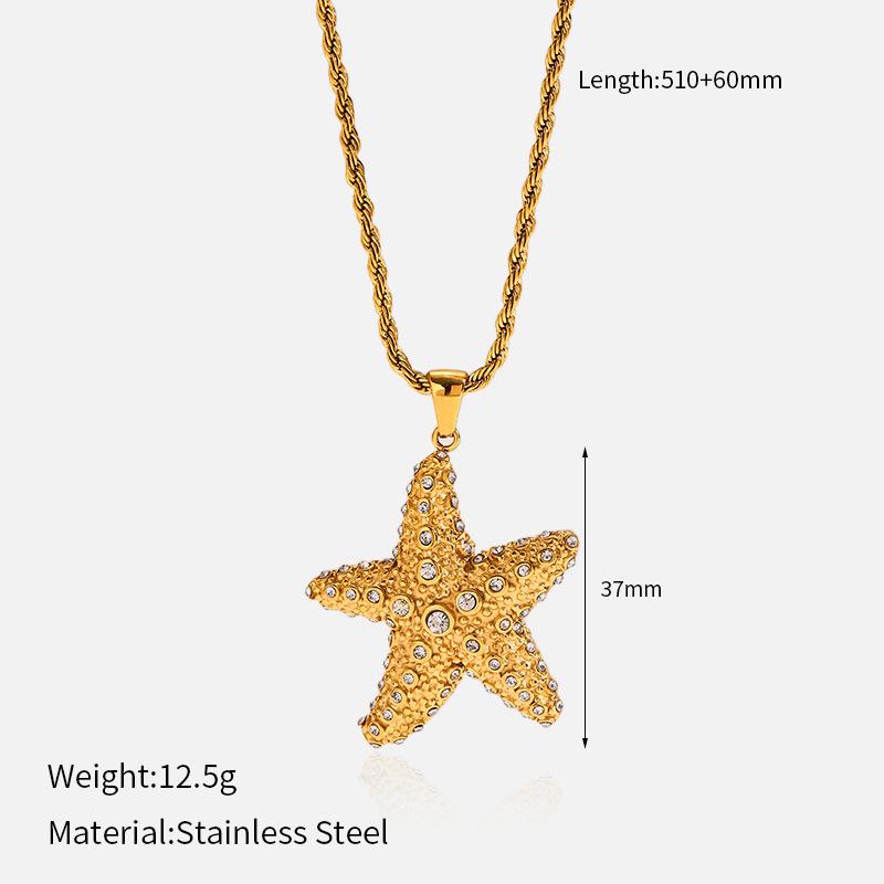 18K Gold Rhinestone Crab Pendant Necklace for Women