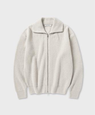 NONBLANK Loose Fit Zip-Up Collar Knit_Cream Beige