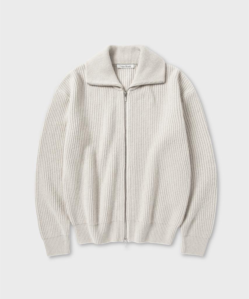 NONBLANK Loose Fit Zip-Up Collar Knit_Cream Beige