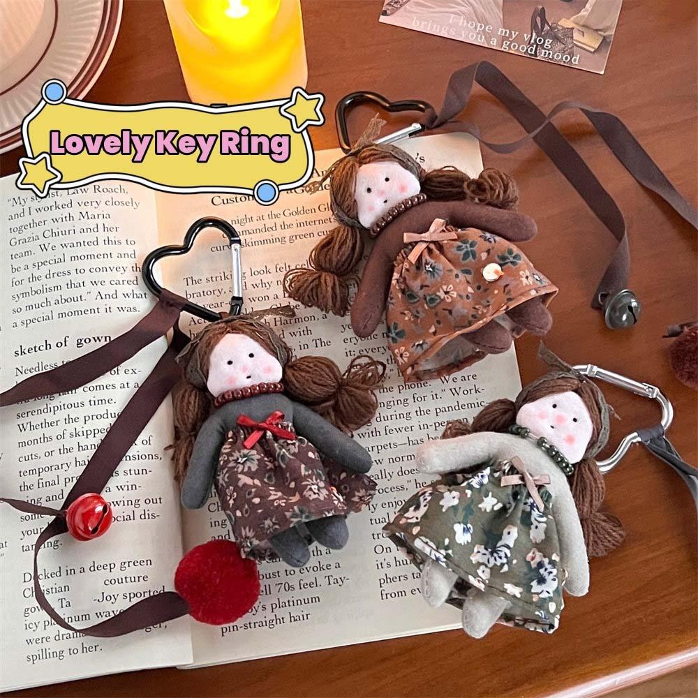 Cloth Floral Dress Dolly Girls Plush Stuffed Doll Cartoon Bag Pendant Backpack Decor