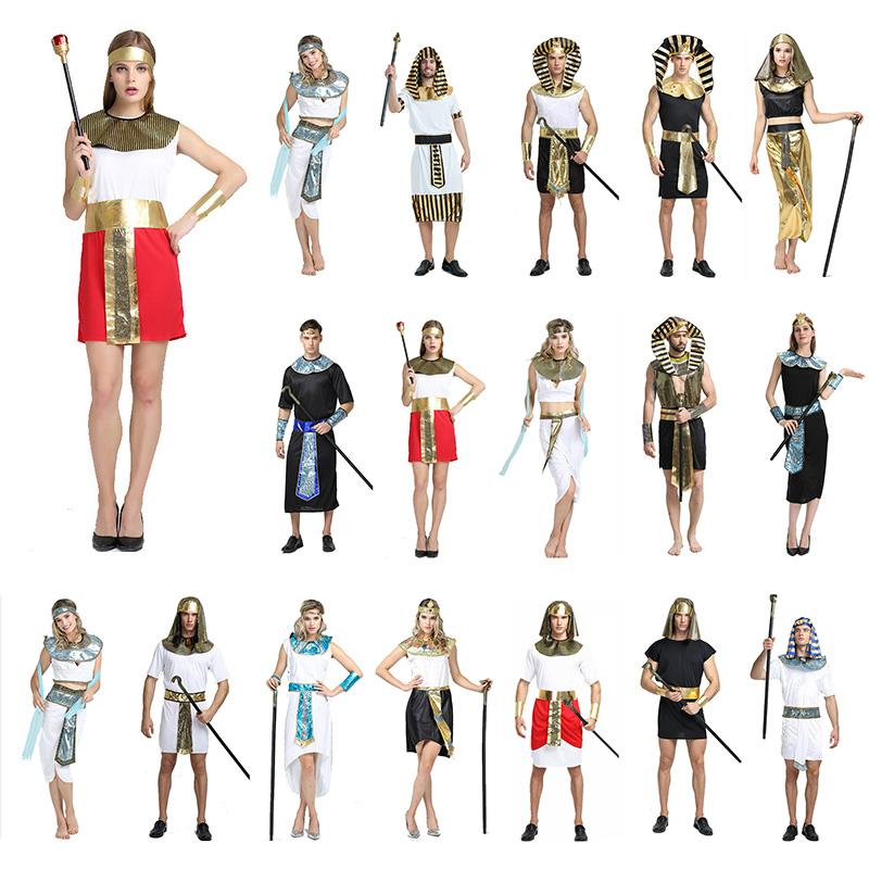 Deluxe Pharaoh Men Egyptian King Costume Desert Prince Queen Fancy Dress Cosplay