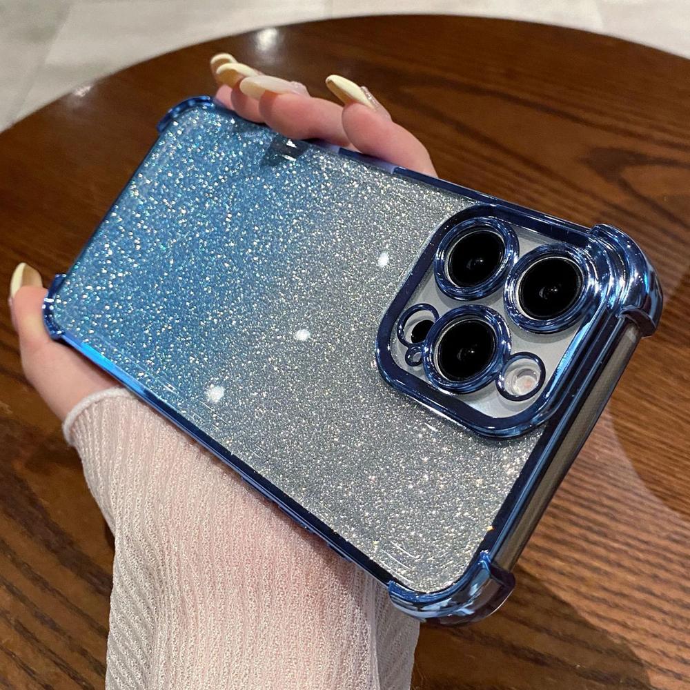 Glitter Gradient TPU Soft Case For iPhone 17 16 15 14 13 12 11 Pro Max Air 16e 17e 7 8 Plus X XS XR Sparkle Cover