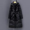 New Style, Down and Cotton Jacket, Women's Clothing, Long Over The Knee, Hooded Cotton Jacket, Waist Cinching, Slimming, Winter, Thick Coat