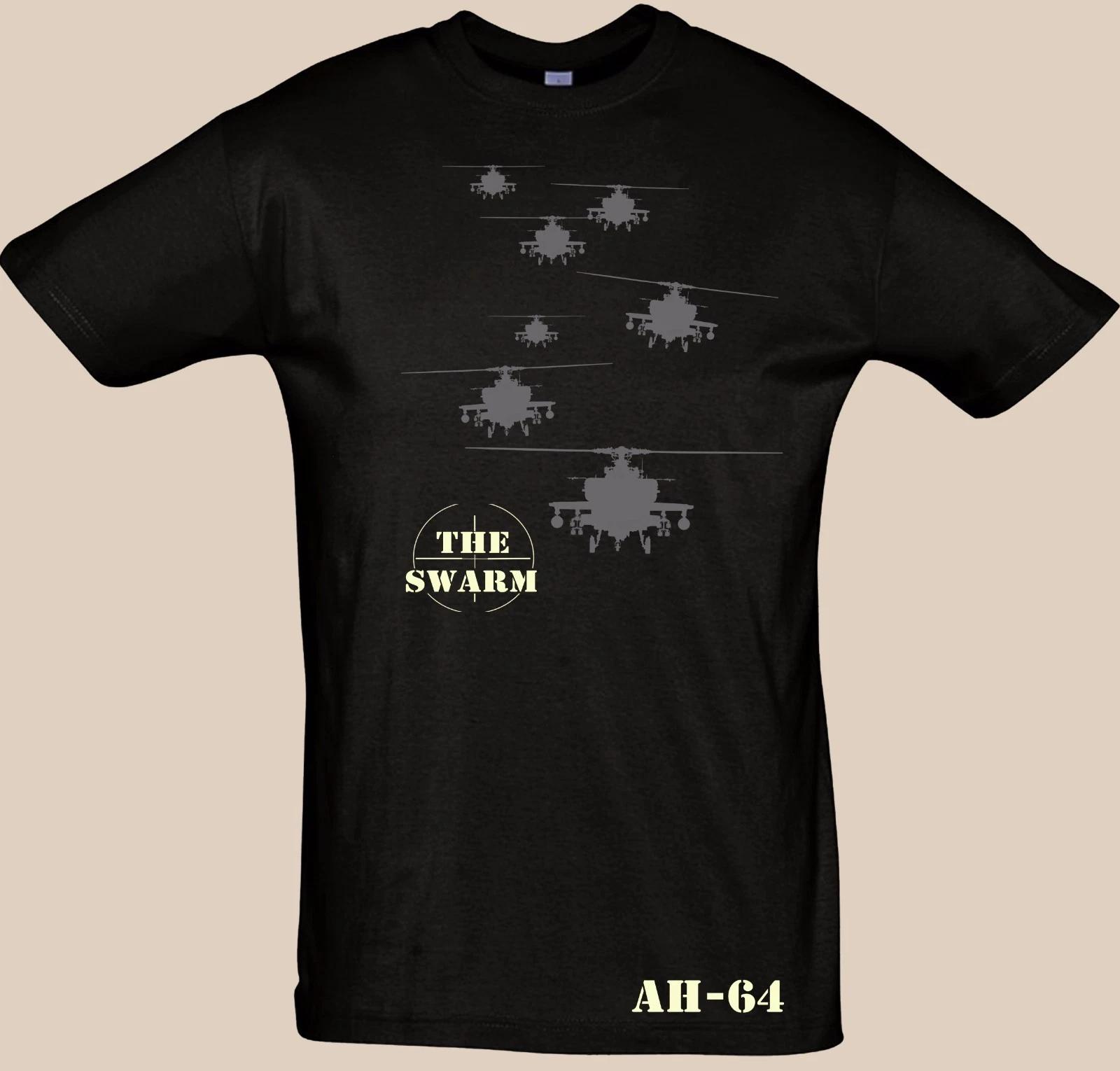 Apache AH-64 T-Shirt, THE SWARM Military US Army, Attack Helicopter Top S