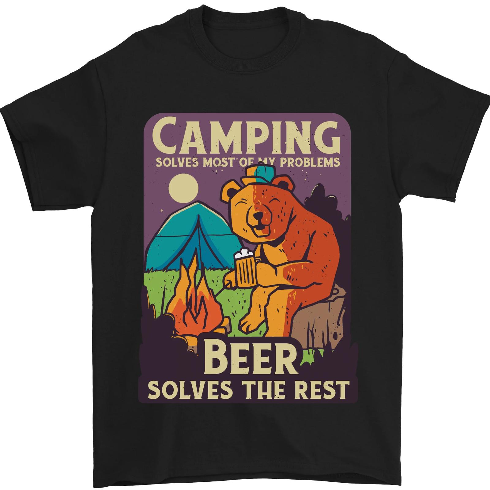 Camping Solves Most of My Problems Funny Mens T-Shirt 100% Cotton L