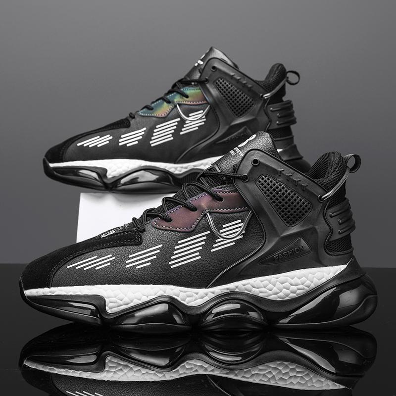 

мода осень новые мужские модные баскетбольные кроссовки оригинальные мужские кроссовки высокие уличные прочные повседневные спортивные кроссовки на шнуровке 44 чёрный