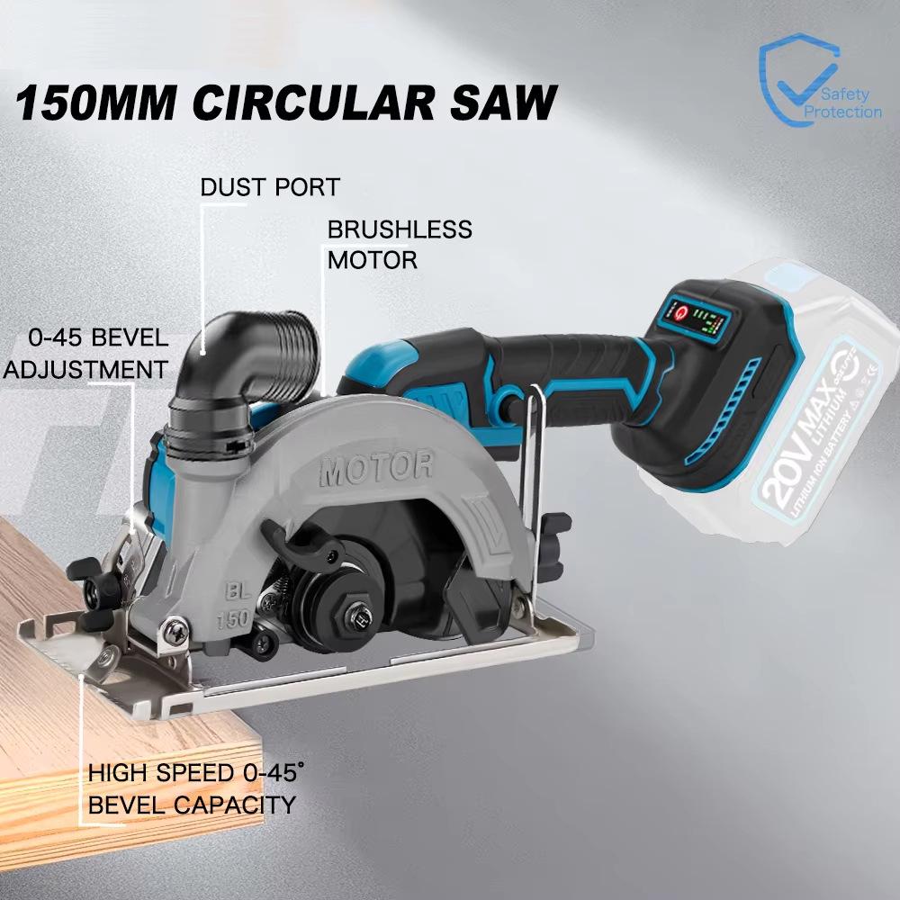 6-Inch Rechargeable Brushless Circular Saw for Woodworking/DIY