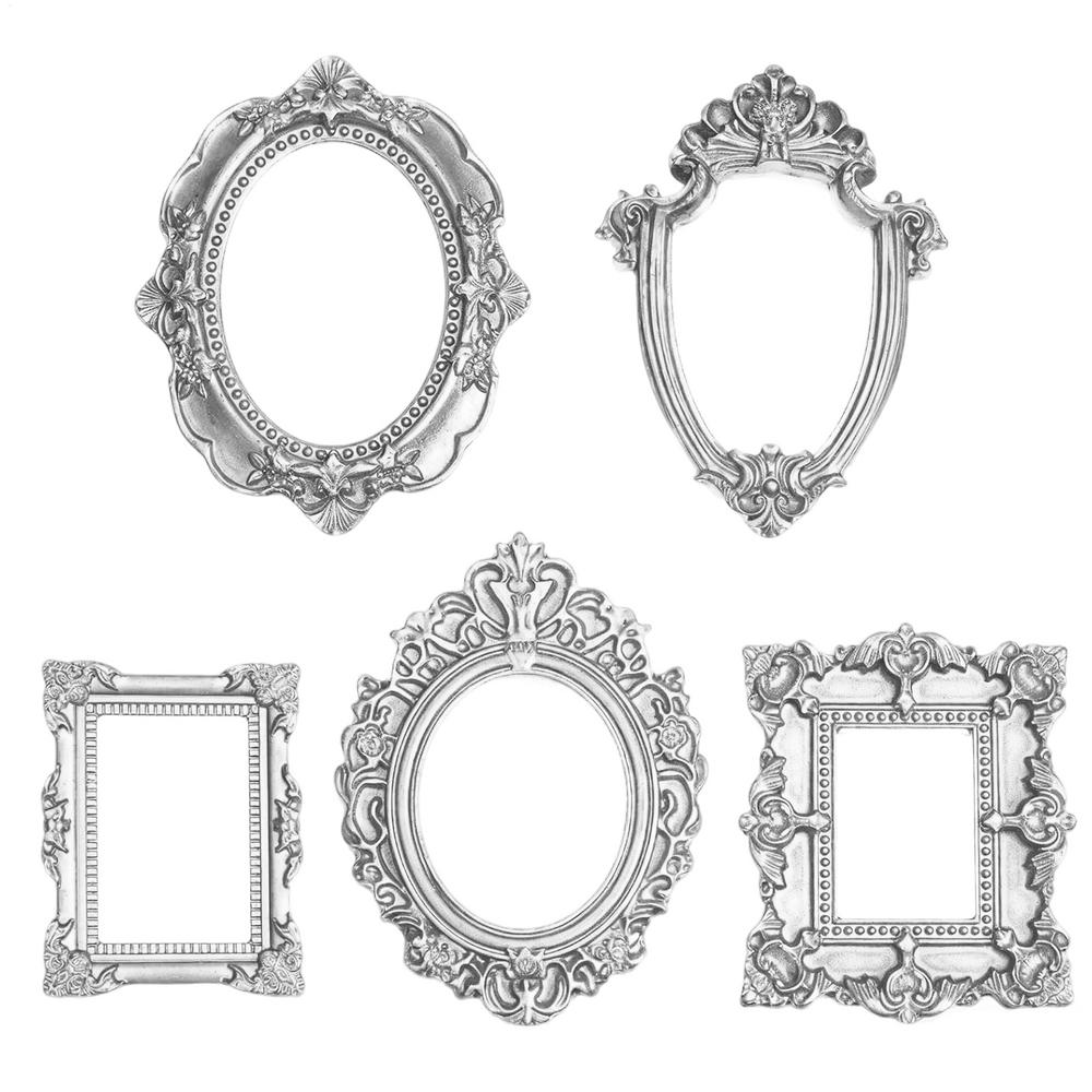 5pcs Vintage Mini Picture Frames Small Vintage Resin Photography Decor Picture Jewelry Display Table Frame for Photography