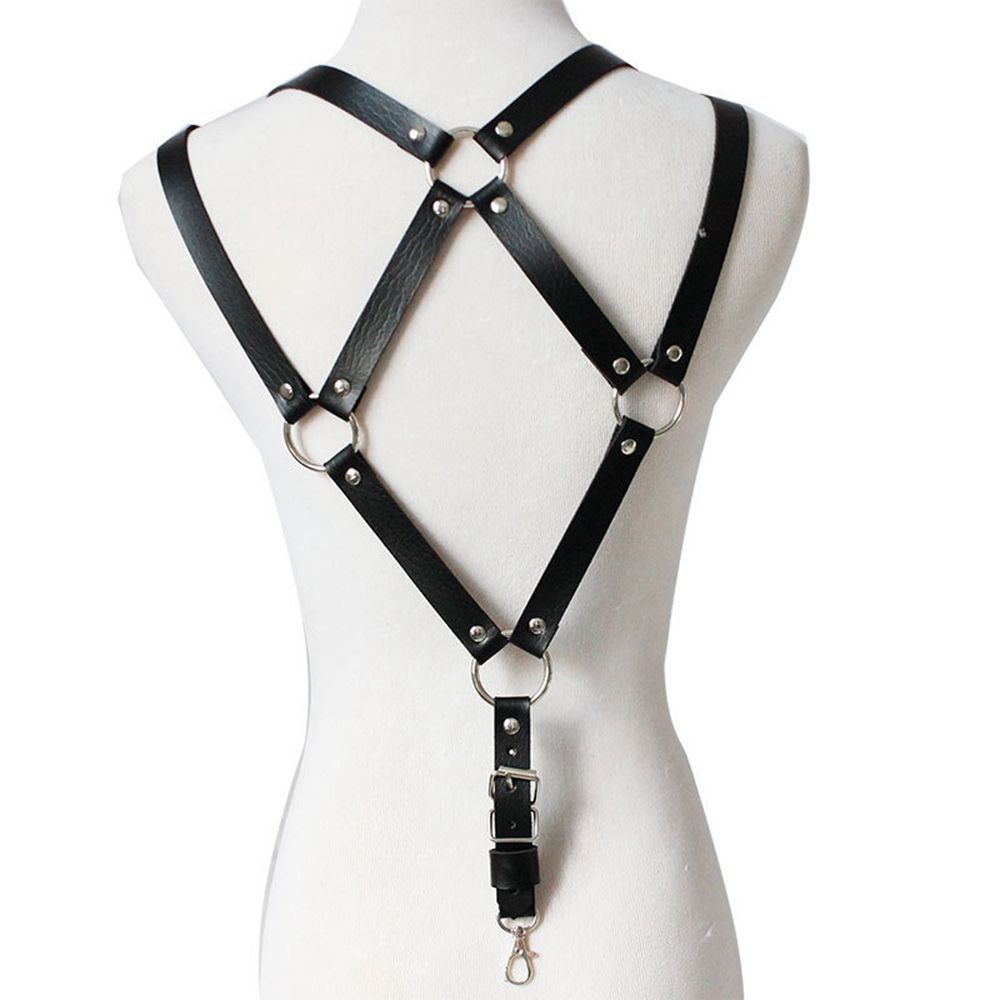 Clip Gentlemen Adjustable Braces Leather Belt Leather Harness Men's Suspenders Body Chest Harness