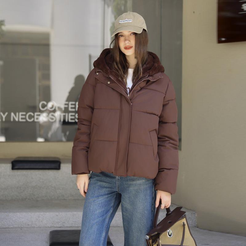 Imitation mink velvet fake two-piece hooded splicing down cotton cotton jacket winter new short bread jacket