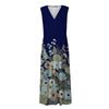 Vestido largo para mujer, vestido maxi, vestido casual de verano, sin mangas, cuello en V, cintura bohemia, vestido estampado
