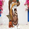 Women Plus Size Scoop Neck Strappy Sleeveless White Halloween Sloth Pumpkin Printed A Line Long Dress