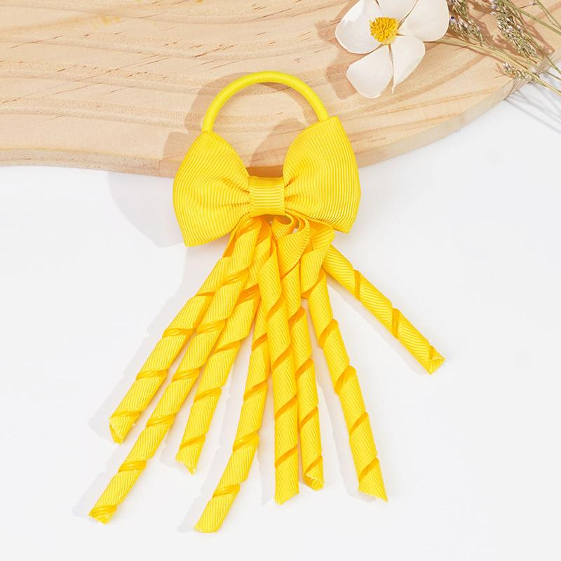 Grosgrain Ribbon Long Hair Ties Bows For Baby Girls Curly Hair Bows Elastic Colorful Kids Hair Band 2Pcs/Lot Whole