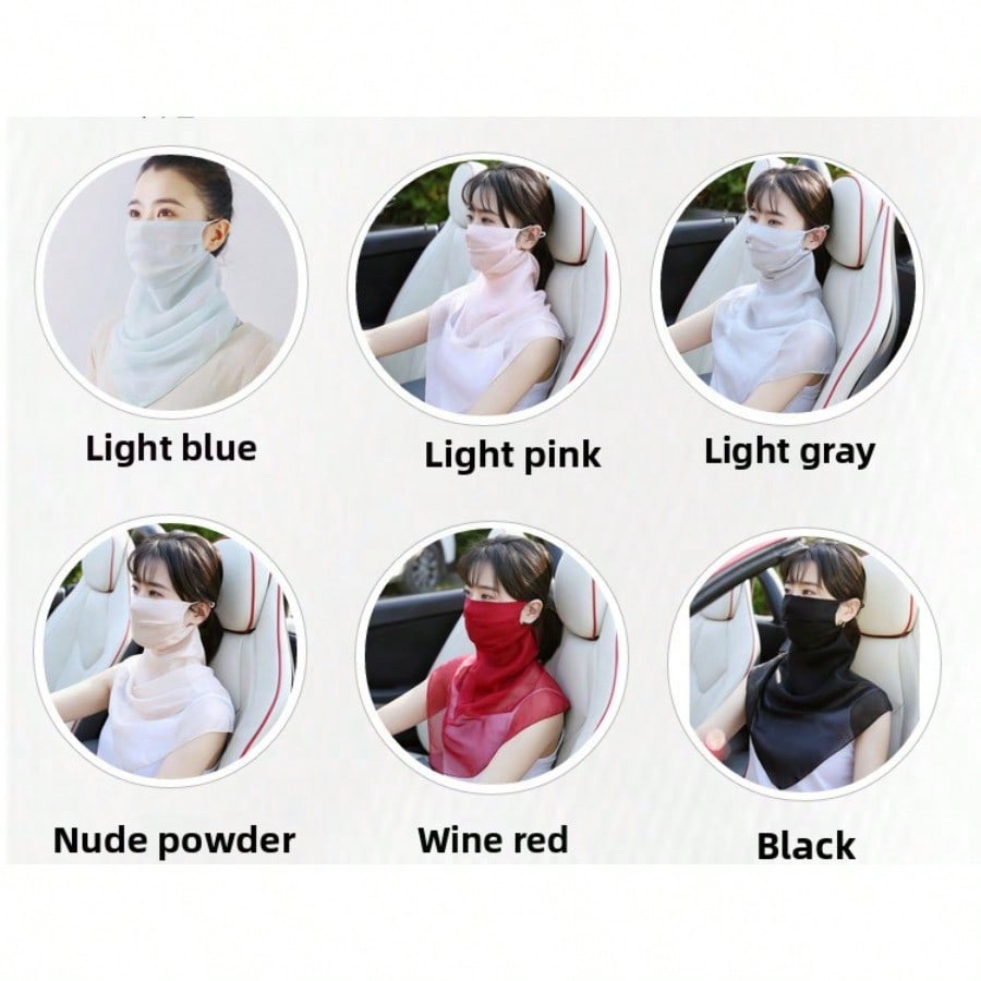Mulberry silk veil for women, face-covering scarf, neck protector, mask, silk scarf, thin breathable mask, summer