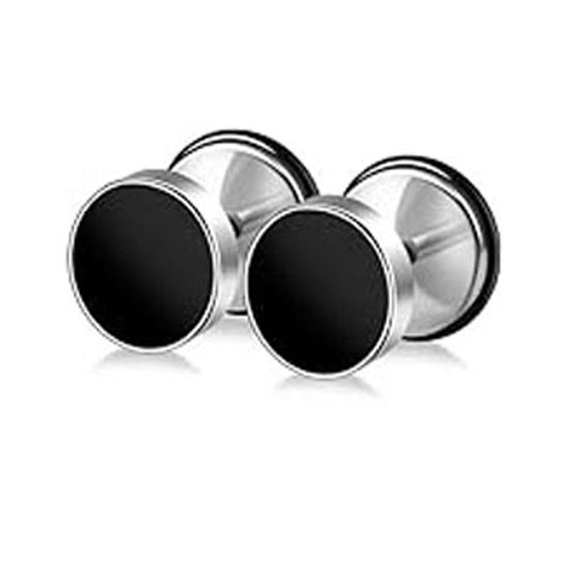 Pendientes Redondos de Acero Inoxidable con Cruz y Goteo de Aceite para Hombre